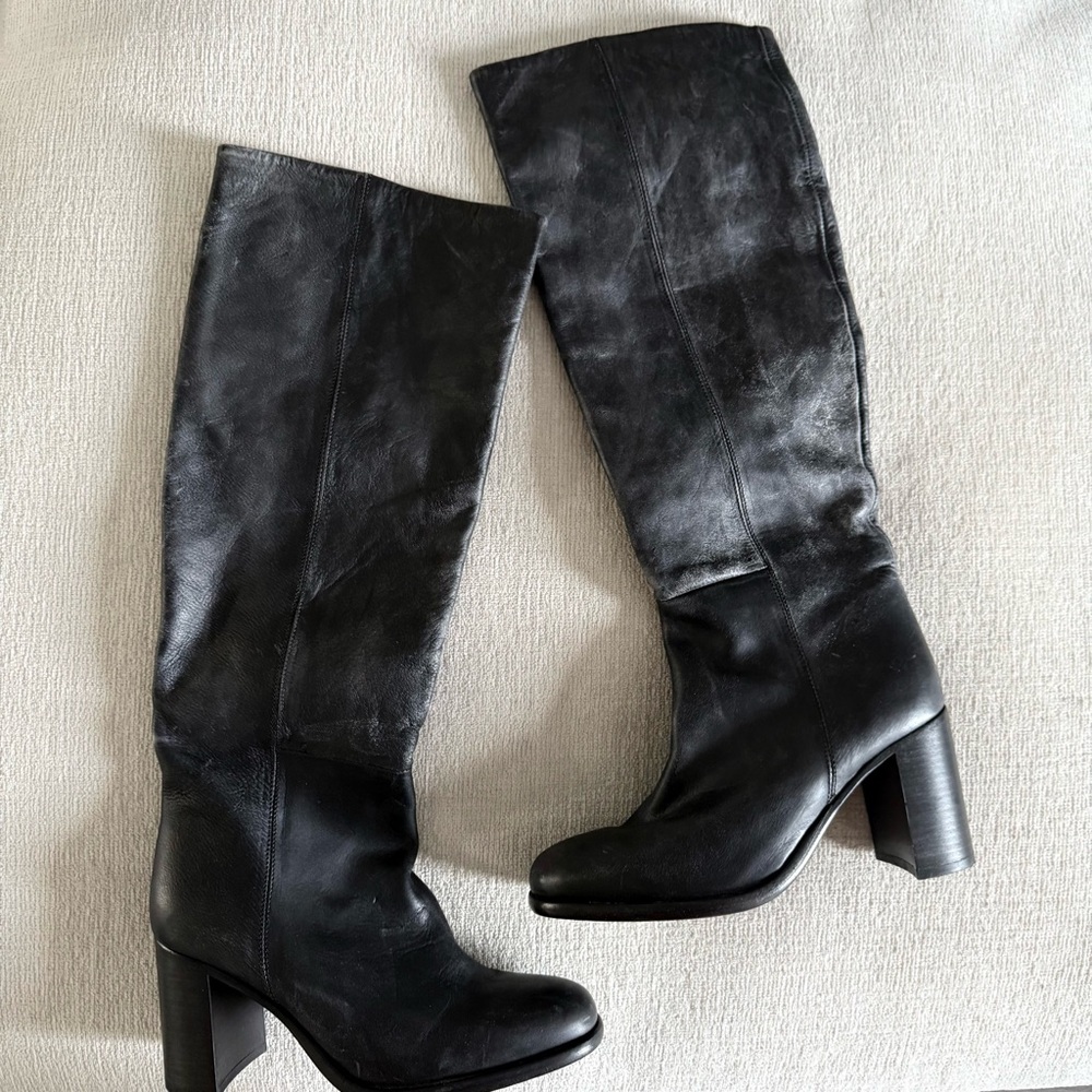 Free People Grayson Tall Boots Distressed Black